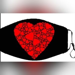 Heart Facemasks, Adult in 5 Designs, Lot of 5